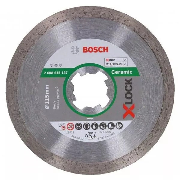 Алмазный диск Bosch X-LOCK Standard for Ceramic 115 x 22,23 x 1,6 x 7мм (2.608.615.137) плитка nb ceramic nassau beige p 2151 60x120 см