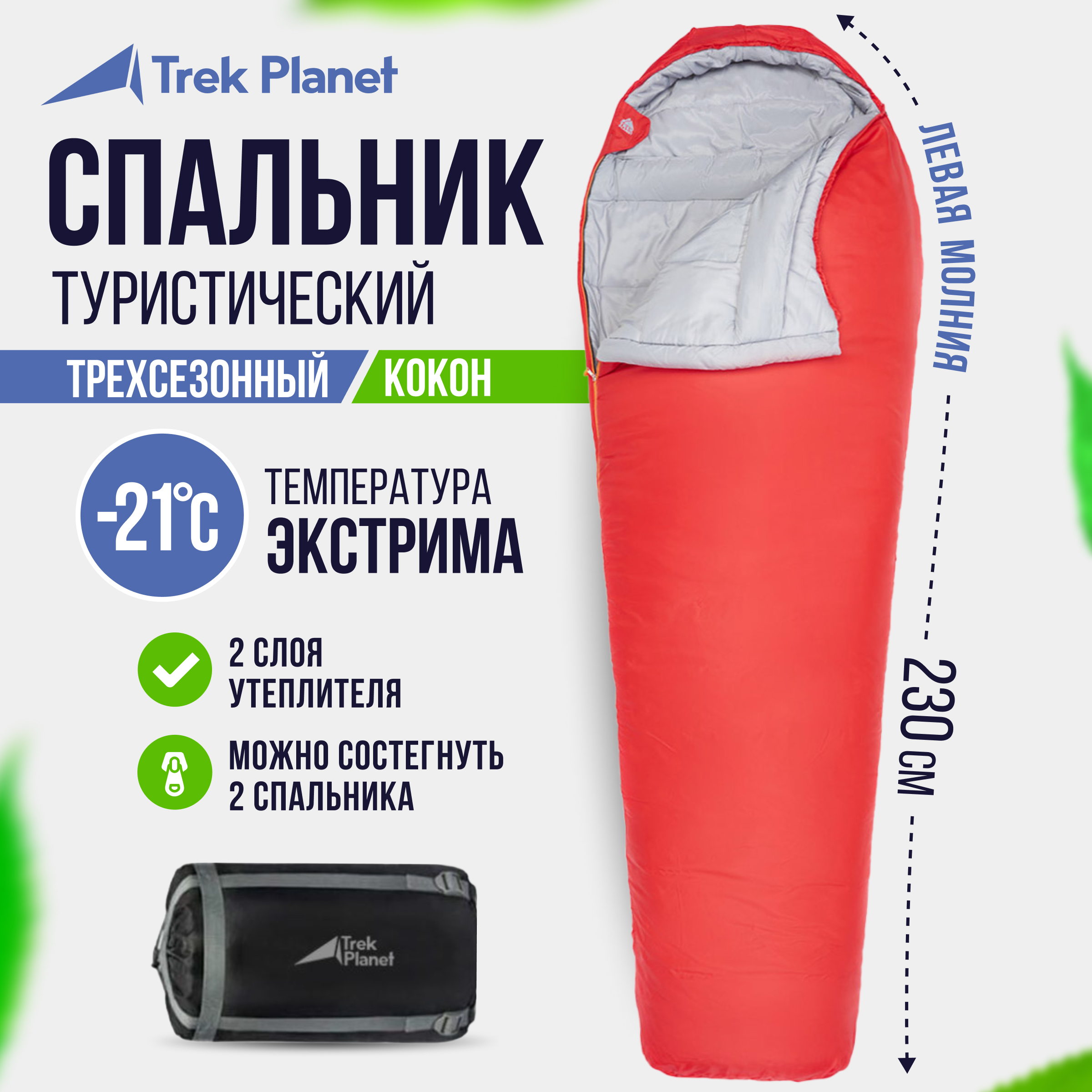 Спальный мешок Trek Planet Yukon red правый 699000₽