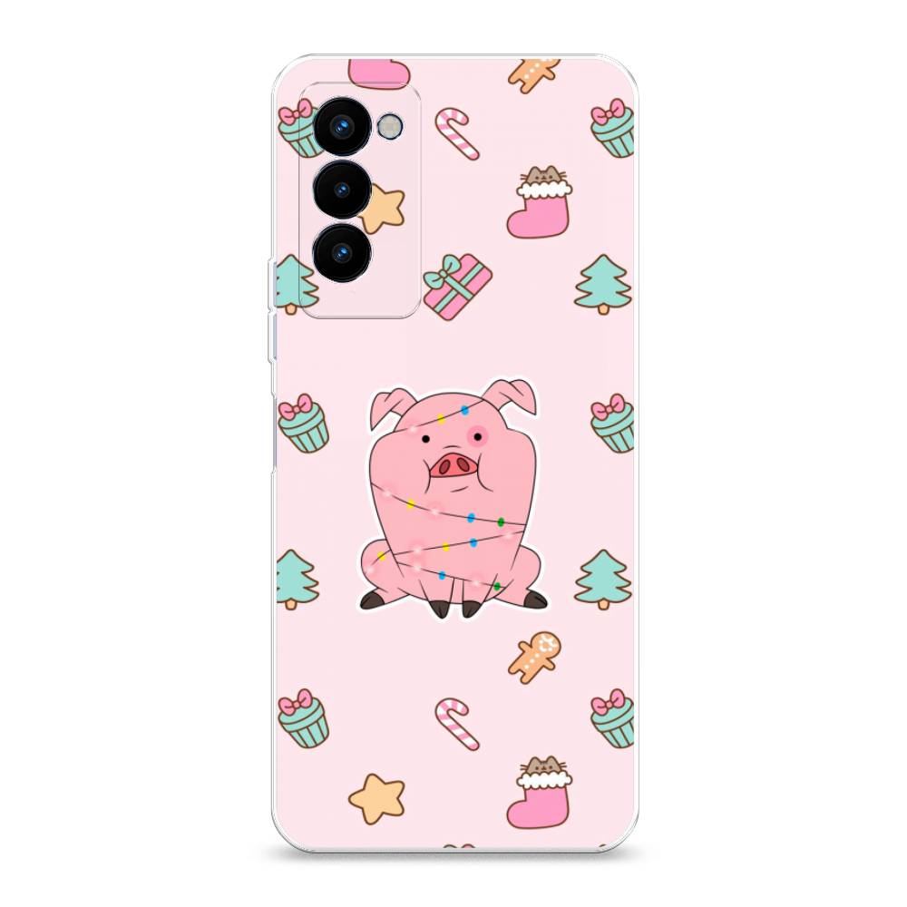 

Чехол на Tecno Camon 18P "Розовая свинка", Розовый;зеленый, 300750-5
