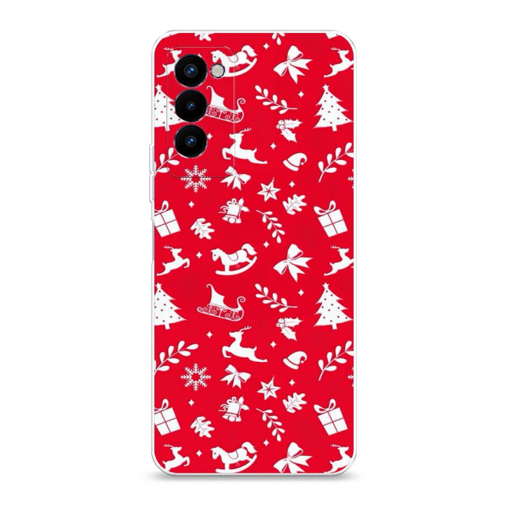 

Чехол на Tecno Camon 18P "Красный новогодний фон", Красный;белый, 300750-5