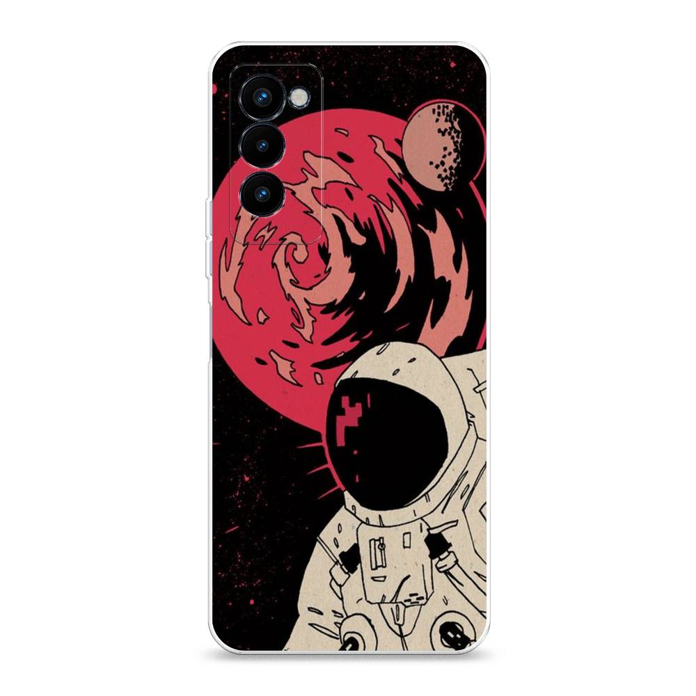 

Чехол на Tecno Camon 18P "Космонавт возле Марса", Черный;красный, 300750-2