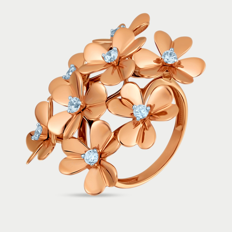 Кольцо из розового золота р. 19 Династия 010641-1102, фианит