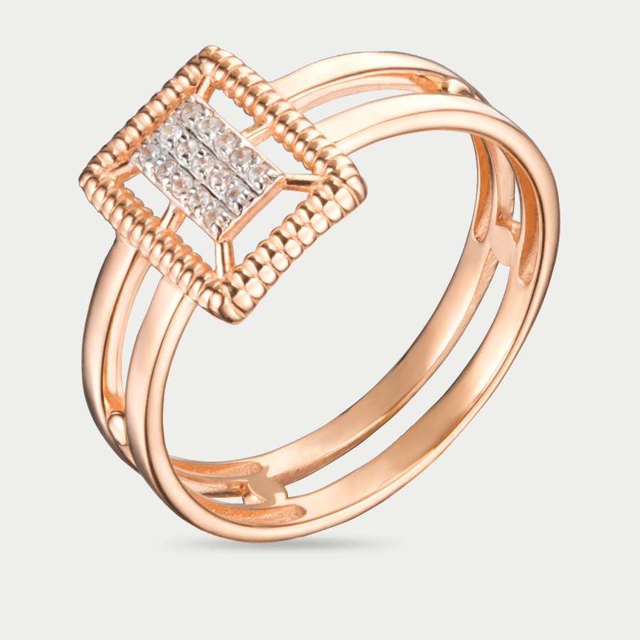 Кольцо из розового золота р. 17,5 Corona К5053, фианит