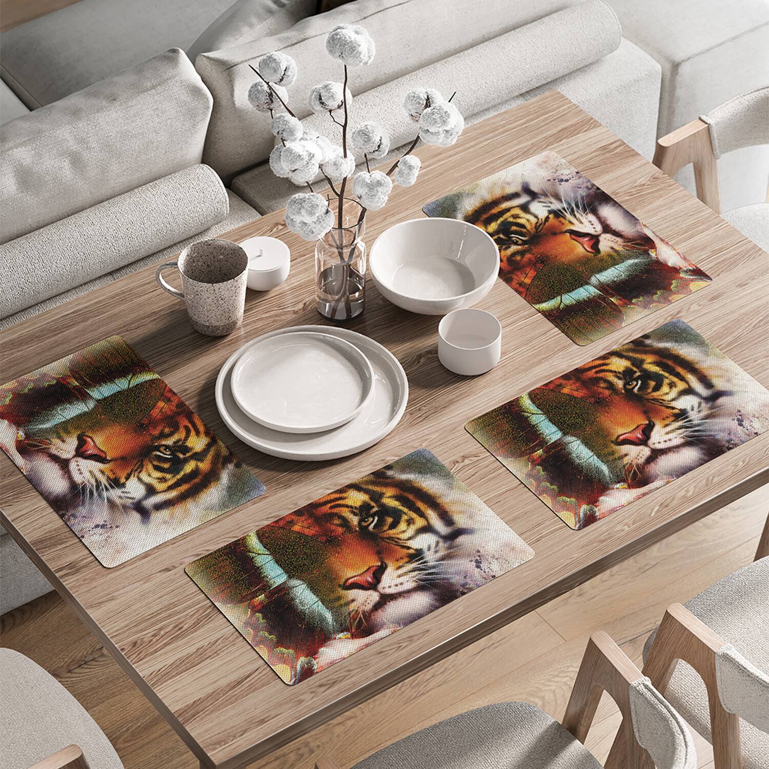 

Комплект тканевых салфеток JoyArty Орел и тигр для сервировки стола 46x30 см, 4шт, Красный, Орел и тигр