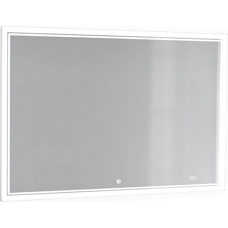

Зеркало Jorno Glass 120 Gla.02.120/W с подсветкой с часами, Белый, Glass