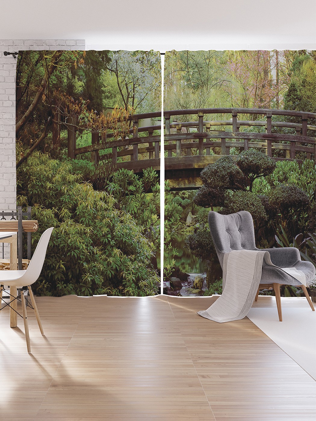 

Шторы под лён JoyArty "Мост в зарослях", серия Oxford DeLux, 340х265 см, Мост в зарослях