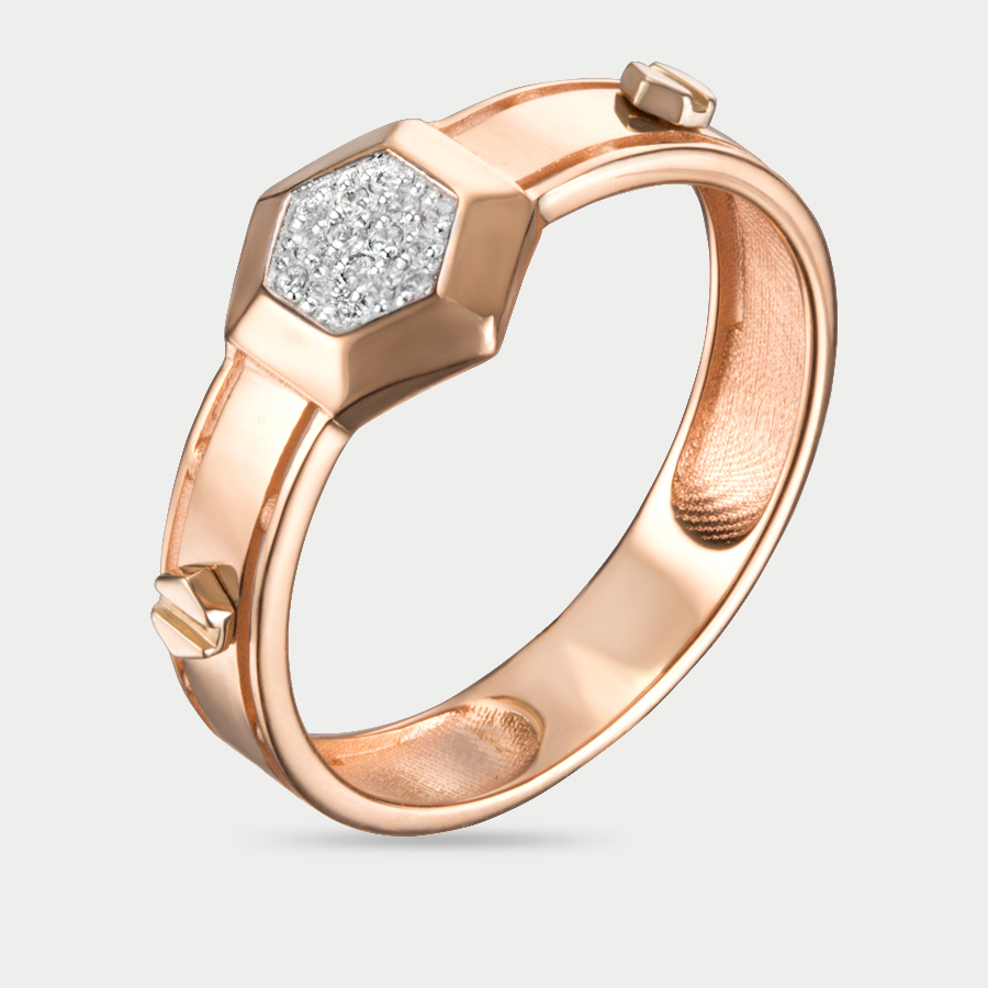Кольцо из розового золота р. 18,5 Corona К5114, фианит