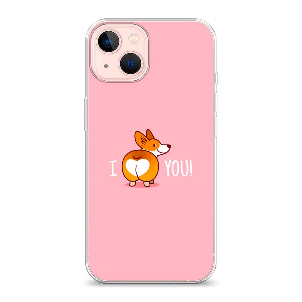 

Чехол на Apple iPhone 13 "Корги I love you", Розовый;коричневый;белый, 14250-1
