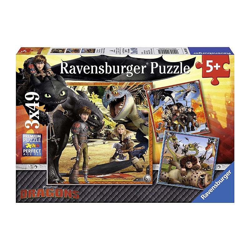 

Пазл картина Ravensburger 3x49 Как приручить дракона