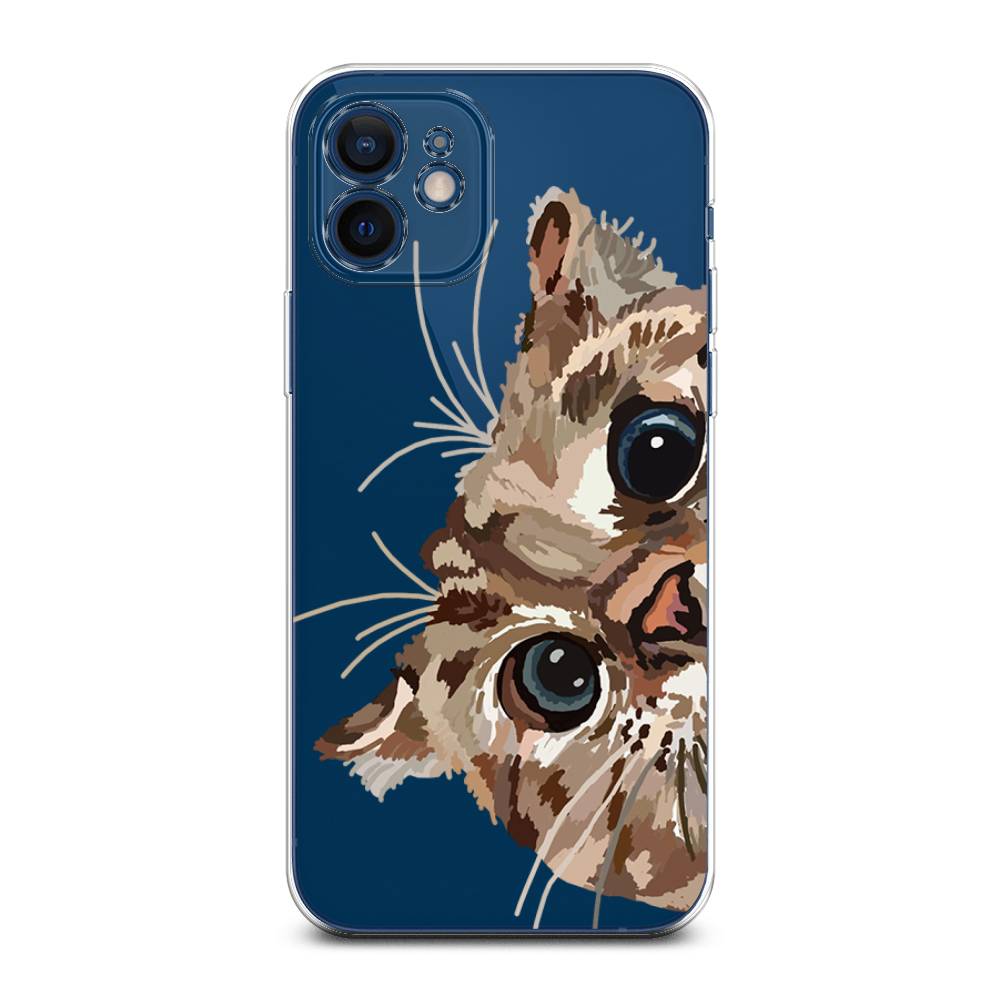 

Чехол на Apple iPhone 12 Mini "Любопытный кот", Коричневый;синий;черный, 12650-1