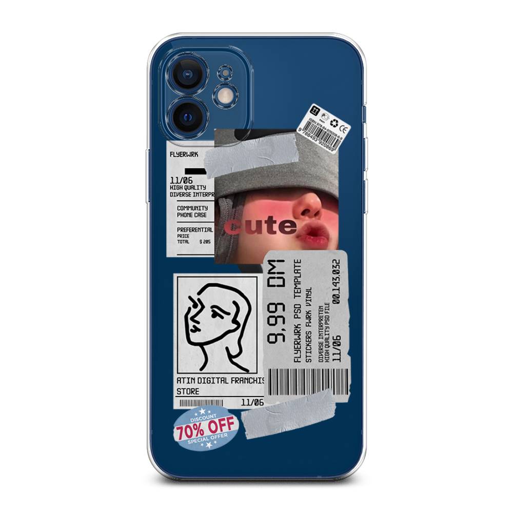 

Чехол на Apple iPhone 12 Mini "Cute girl collage", Розовый;серый;голубой, 12650-6