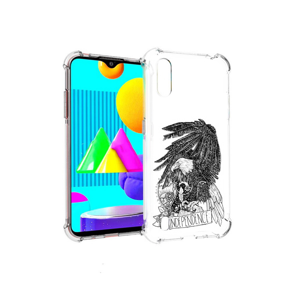 

Чехол MyPads Tocco для Samsung Galaxy M01 черно белый сокол (PT151401.486.688), Прозрачный, Tocco