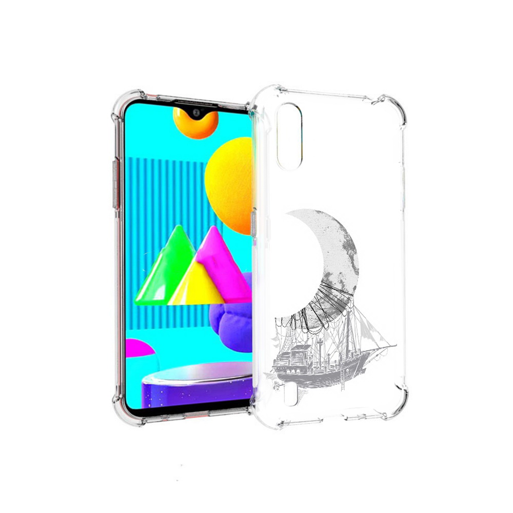 

Чехол MyPads Tocco для Samsung Galaxy M01 черно белый корабль полумесяц (PT151401.486.684), Прозрачный, Tocco