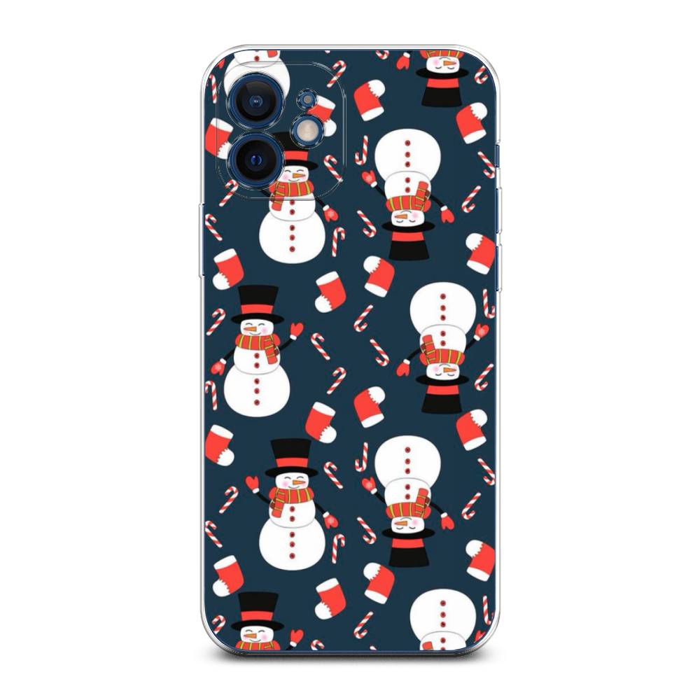 

Чехол для Apple iPhone 12 Mini "Синие снеговики", Синий;белый;красный, 12650-5
