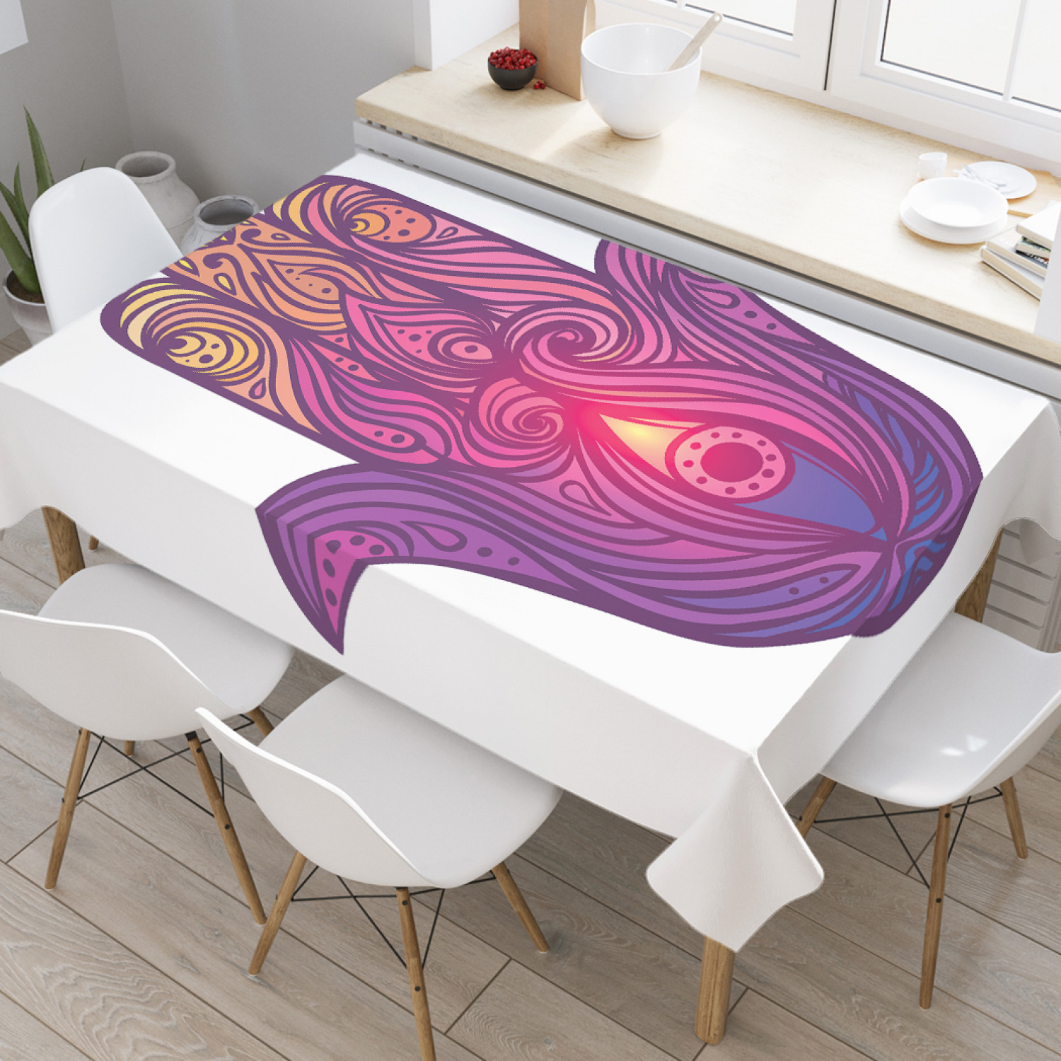 

Скатерть прямоугольная JoyArty "Мусульманская хамса" из оксфорда, 120x145 см, Мусульманская хамса