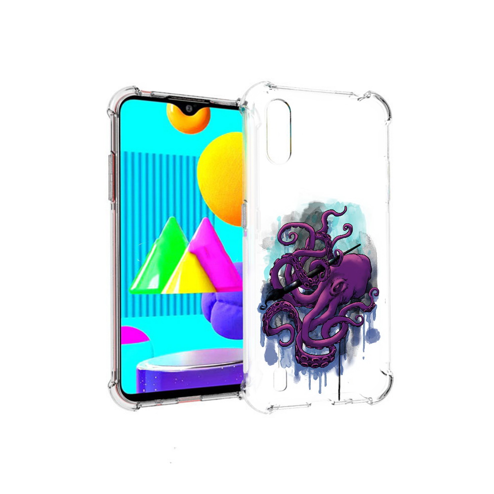 

Чехол MyPads Tocco для Samsung Galaxy M01 фиолетовый осьминог (PT151401.486.658), Прозрачный, Tocco