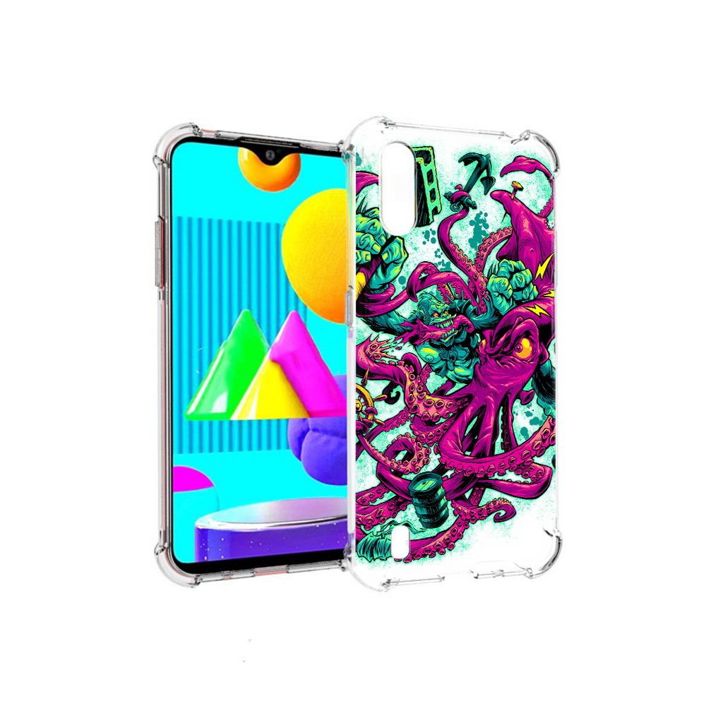 

Чехол MyPads Tocco для Samsung Galaxy M01 фиолетовый кракен (PT151401.486.657), Прозрачный, Tocco
