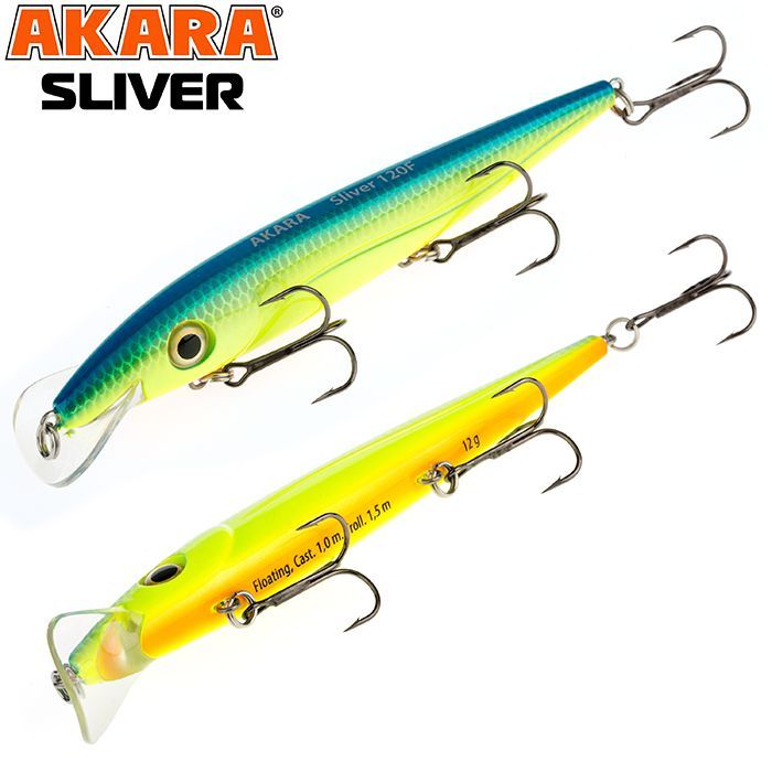 

Воблер Akara Sliver для троллинга, 120мм, 12гр, на судака, цвет A31, minnow, Желтый, Sliver