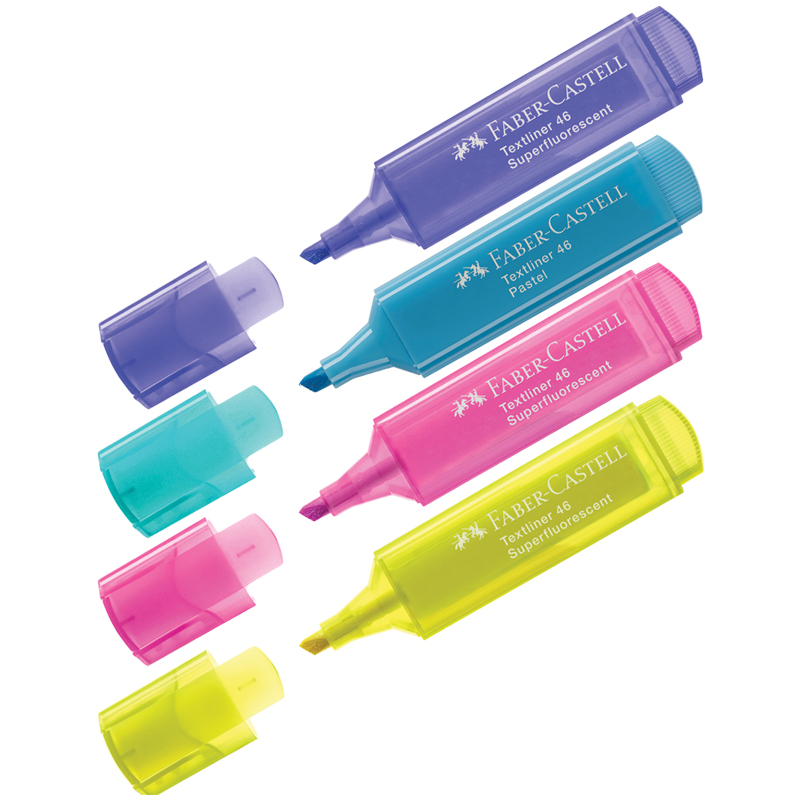 Набор маркеров-текстовыделителей Faber-Castell 46 Superfluorescent+Pastel (1-5мм) 4шт