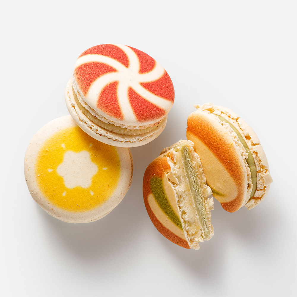 Набор макарон Самокат коллекционный, банановая меренга, фисташки и соленая карамель, 48 г