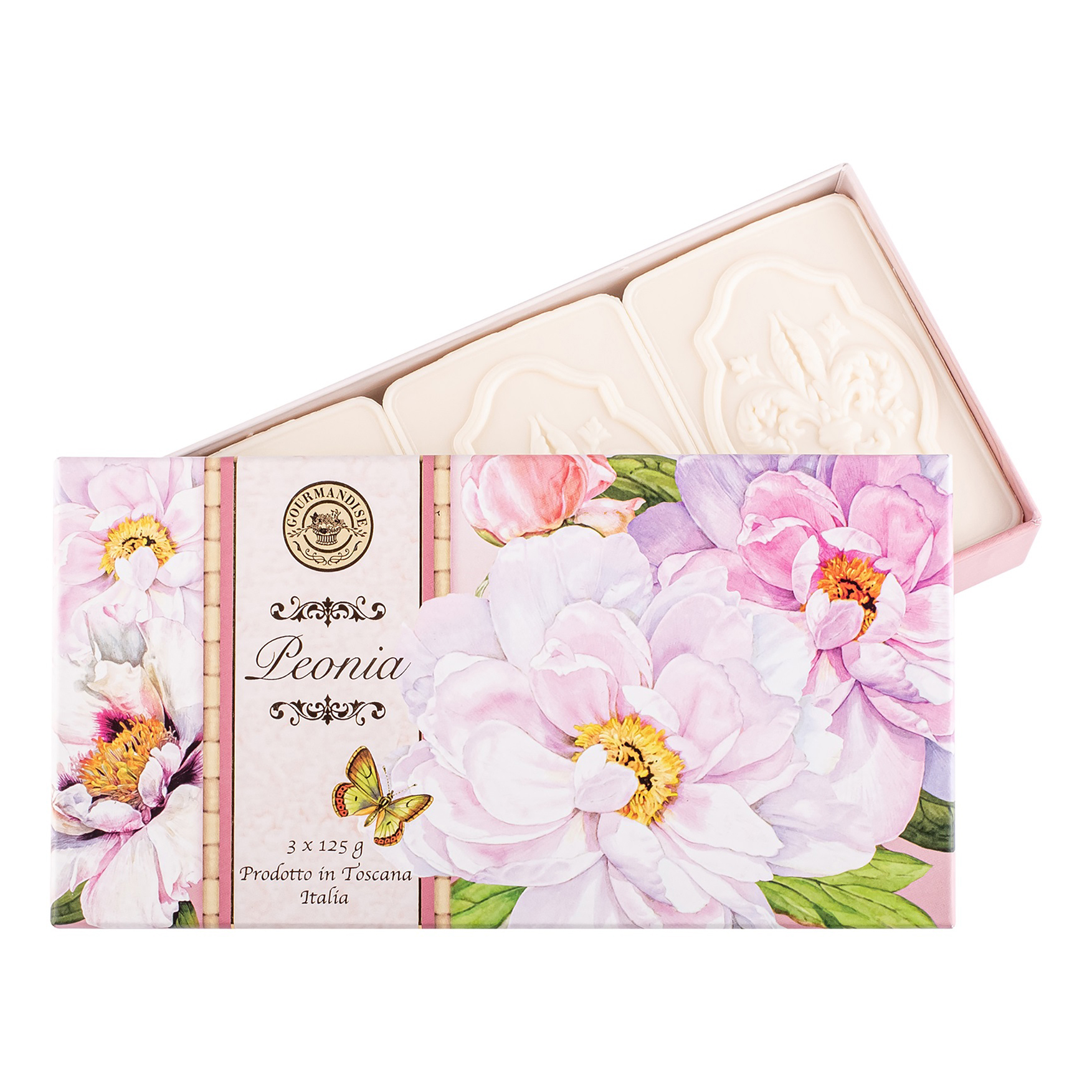 Набор натурального мыла Gourmandise Savon Parfume Peonia Set 3x125 г