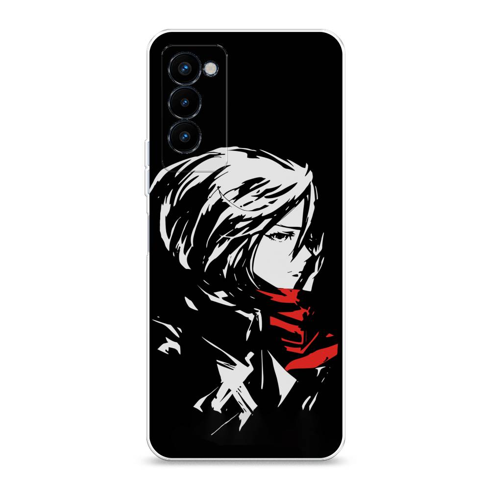 

Чехол на Tecno Camon 18P "Микаса минимализм", Черный;серый;красный, 300750-4