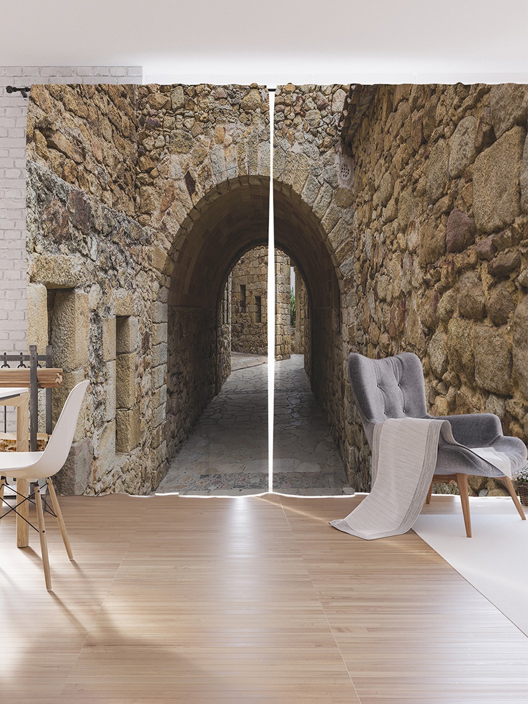 

Шторы под лён JoyArty "Замковые проходы", серия Oxford DeLux, 340х265 см, Замковые проходы