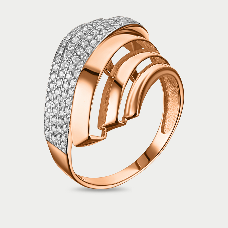 Кольцо из розового золота р. 18,5 Золотая ладья 01-10101-0282, фианит