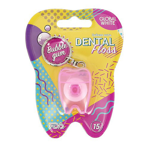 

Зубная нить Global White Bubble Gum, 15 м