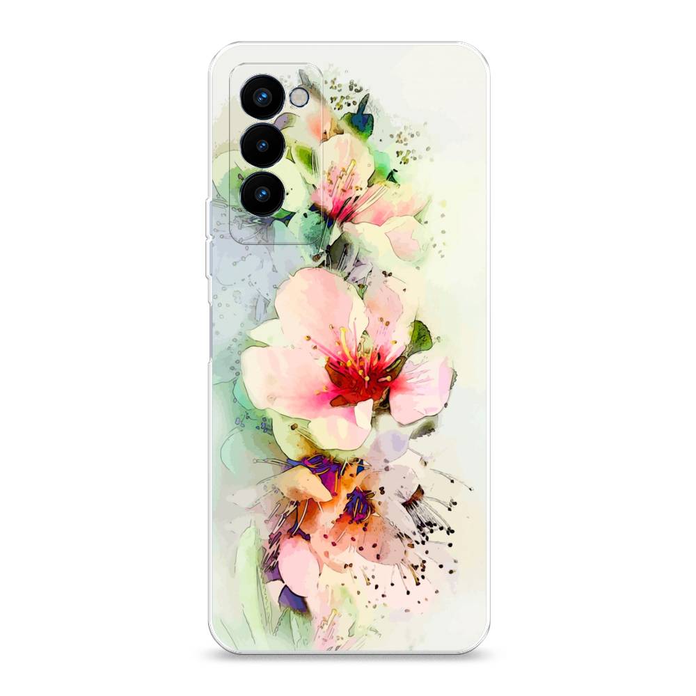 

Чехол на Tecno Camon 18P "Нежные цветы", Зеленый;розовый, 300750-2