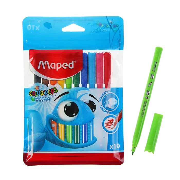 

Фломастеры Maped Color Peps Ocean, 10 цветов, Разноцветный, Color Peps Ocean
