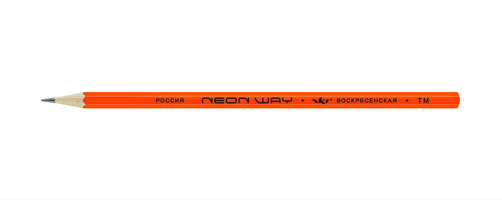 Карандаш 12 шт. графитный (простой) ВКФ Neon way неоновый заточенный ТМ (HB) оранжевый NW04-12Д