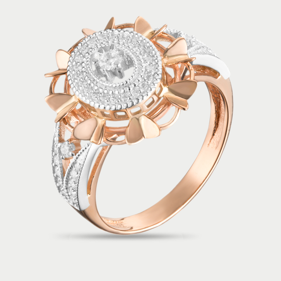 Кольцо из розового золота р. 19 GOLD CENTER К-136, фианит