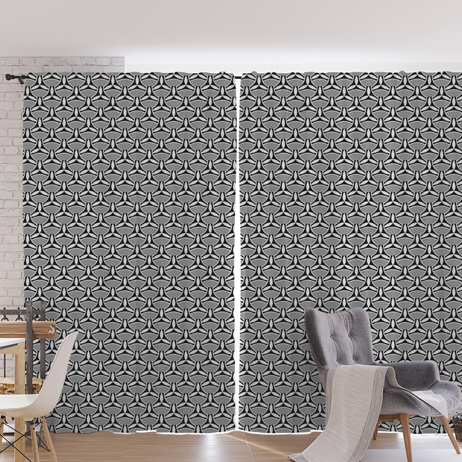 

Шторы под лён JoyArty "Модернистский орнамент", серия Oxford DeLux, 340х265 см, Модернистский орнамент