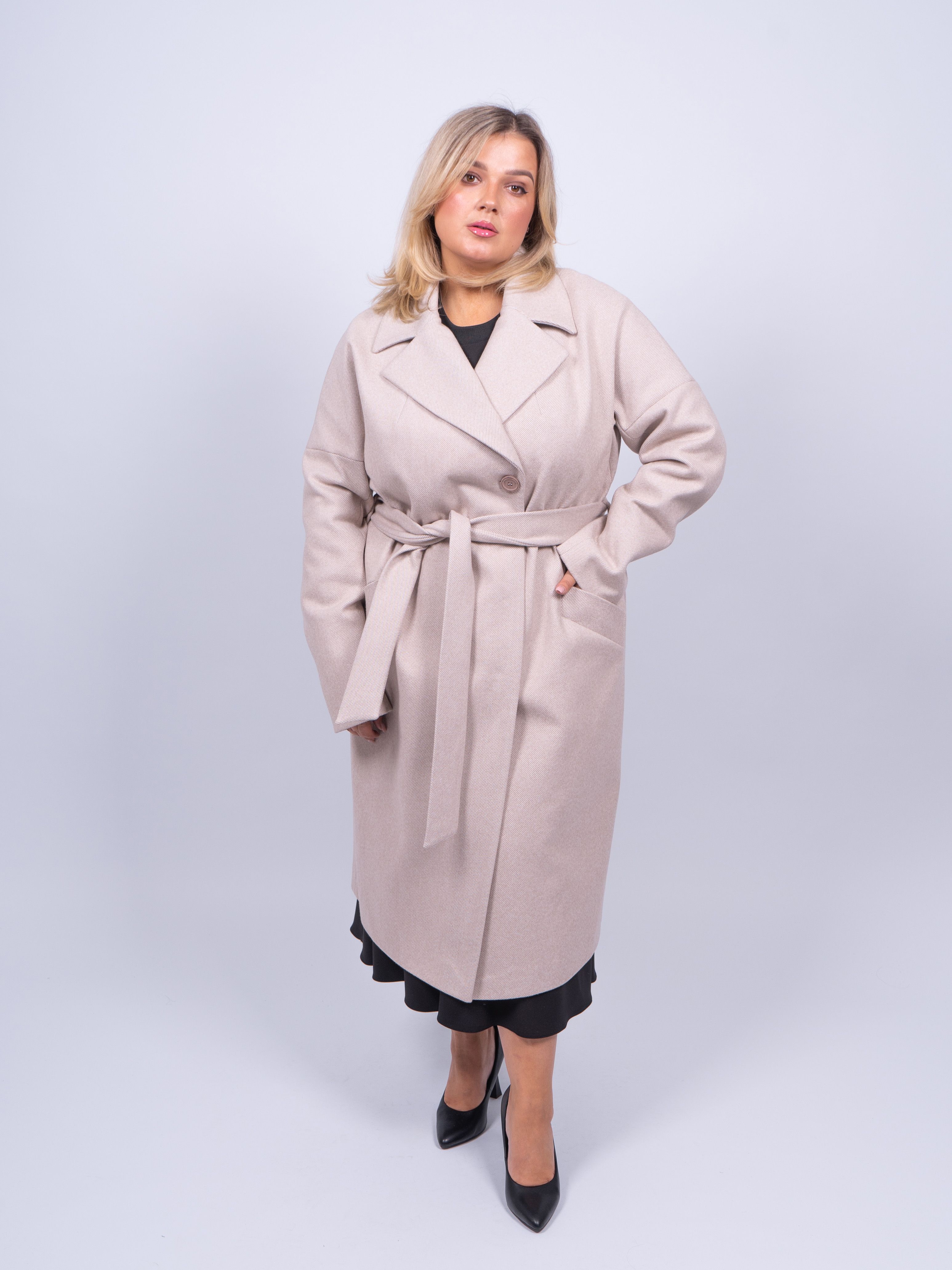 

Пальто женское 365 clothes KR-227B-Рубчик бежевое 58 RU, Бежевый, KR-227B-Рубчик