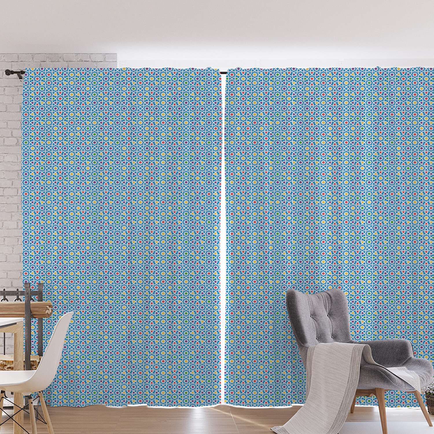 

Шторы под лён JoyArty "Фольклорные восточные звезды", серия Oxford DeLux, 340х265 см, Фольклорные восточные звезды