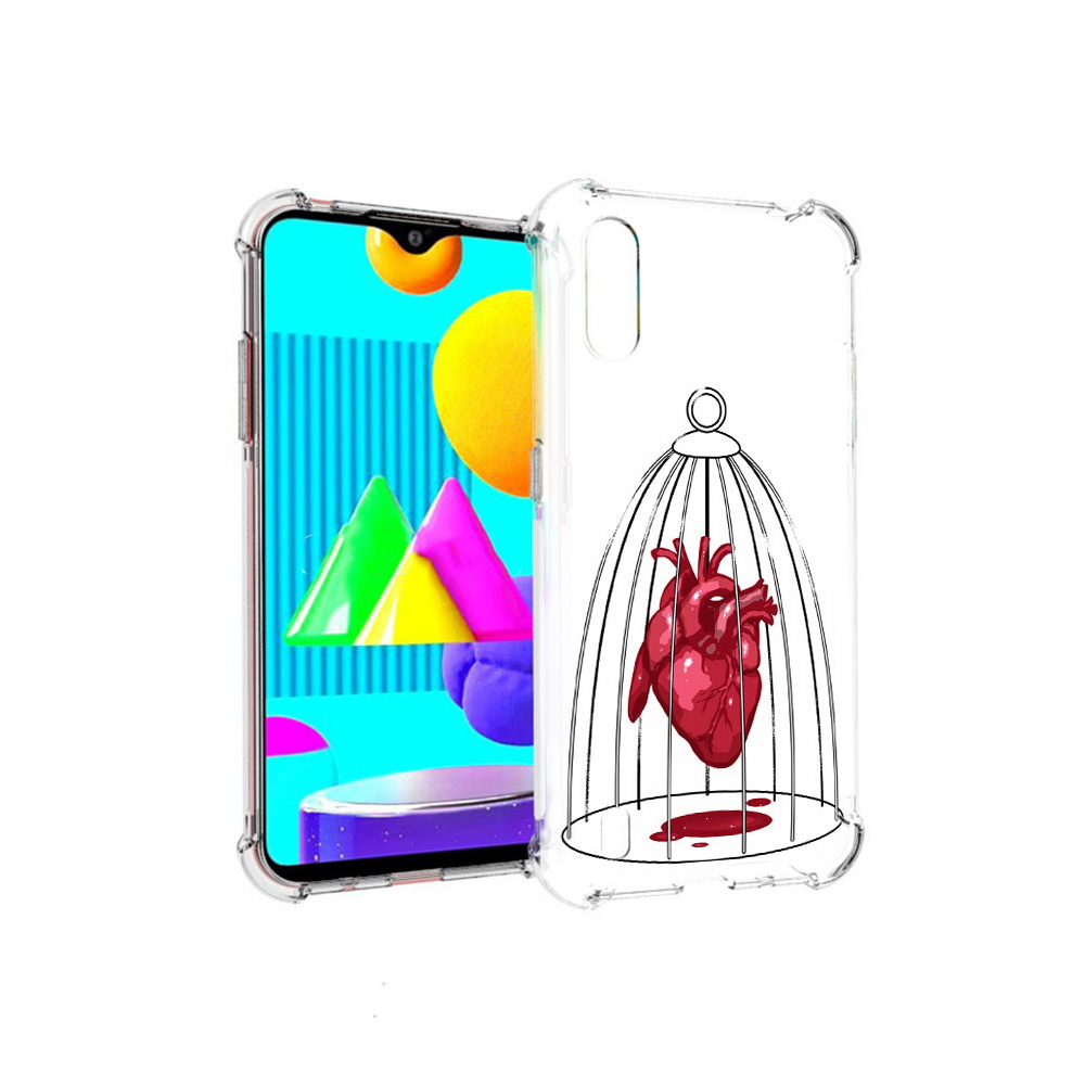 

Чехол MyPads Tocco для Samsung Galaxy M01 сердце в клетке (PT151401.486.597), Прозрачный, Tocco