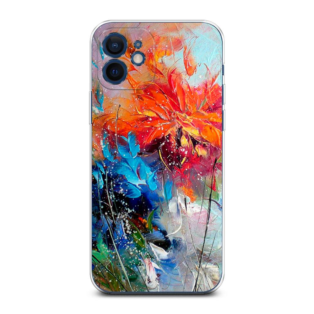 

Чехол на Apple iPhone 12 Mini "Абстрактные цветы", Оранжевый;синий, 12650-4