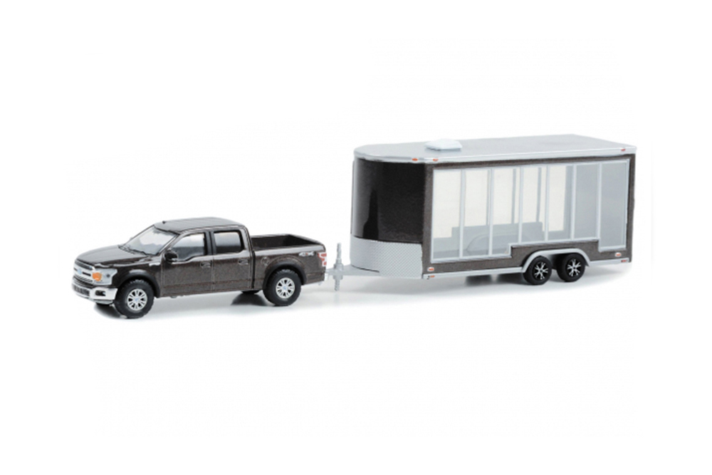 

Ford F-150 lariat 4X4 со стеклянным демонстрационным прицепом 2020 stone gray, Серый