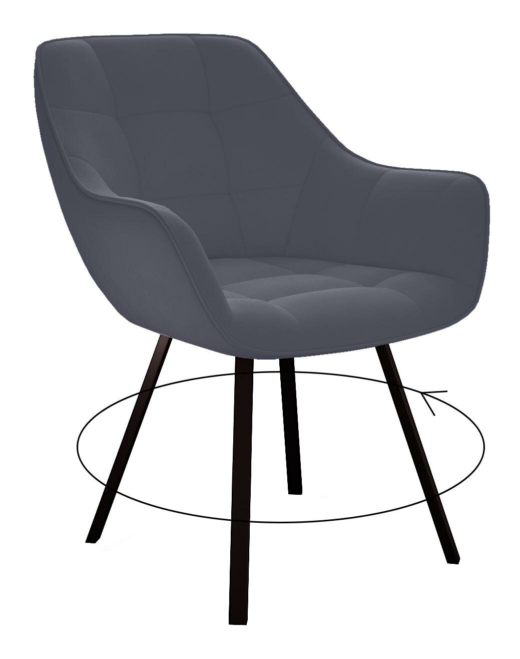 

Комплект поворотных Стульев DIKLINE 252 М B28 ANTRACITE с черными ножками 2шт, 252