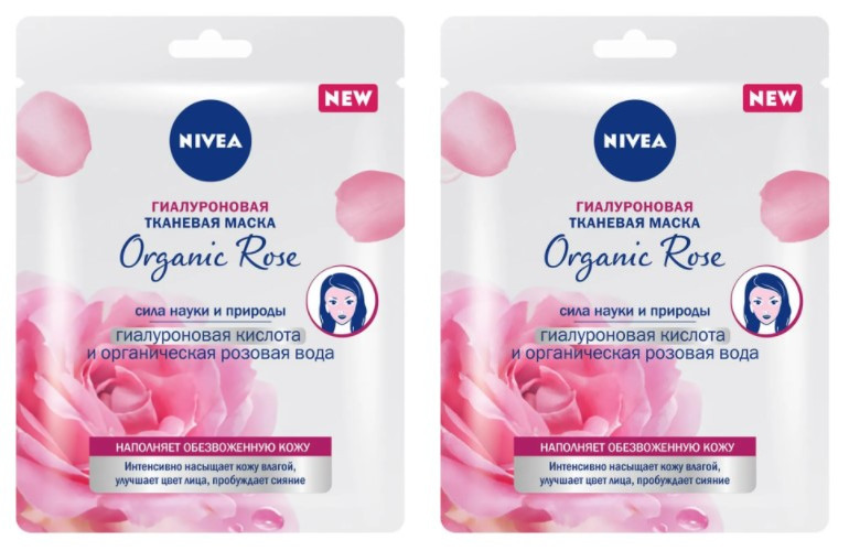 Купить Гиалуроновая тканевая маска Nivea Organic Rose, 2 шт