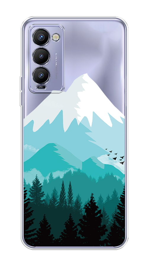 

Чехол на Tecno Camon 18 "Синяя снежная гора", Белый;голубой, 300650-2