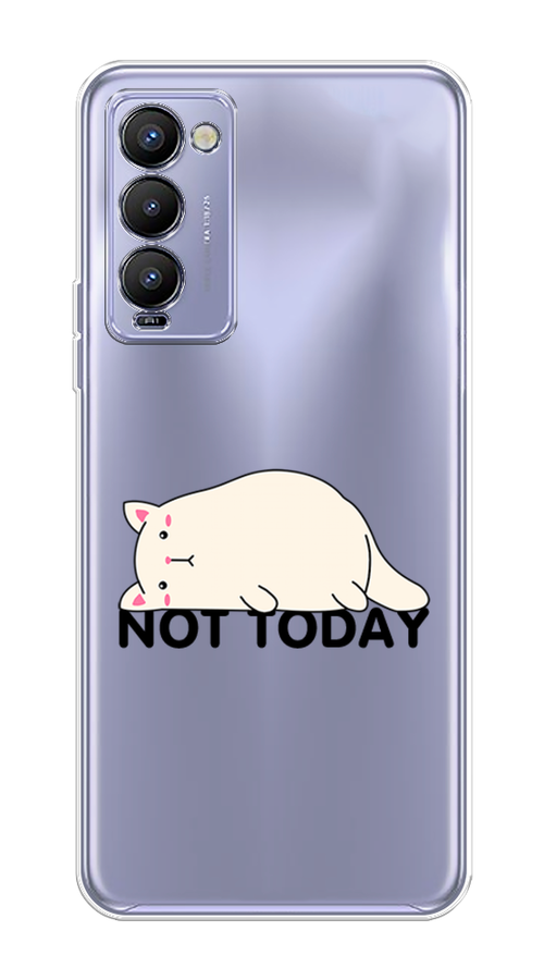 

Чехол на Tecno Camon 18 "Cat not today", Белый;розовый;черный, 300650-1