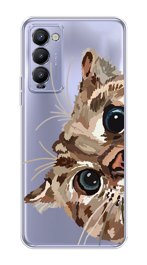 

Чехол на Tecno Camon 18 "Любопытный кот", Коричневый;синий;черный, 300650-1