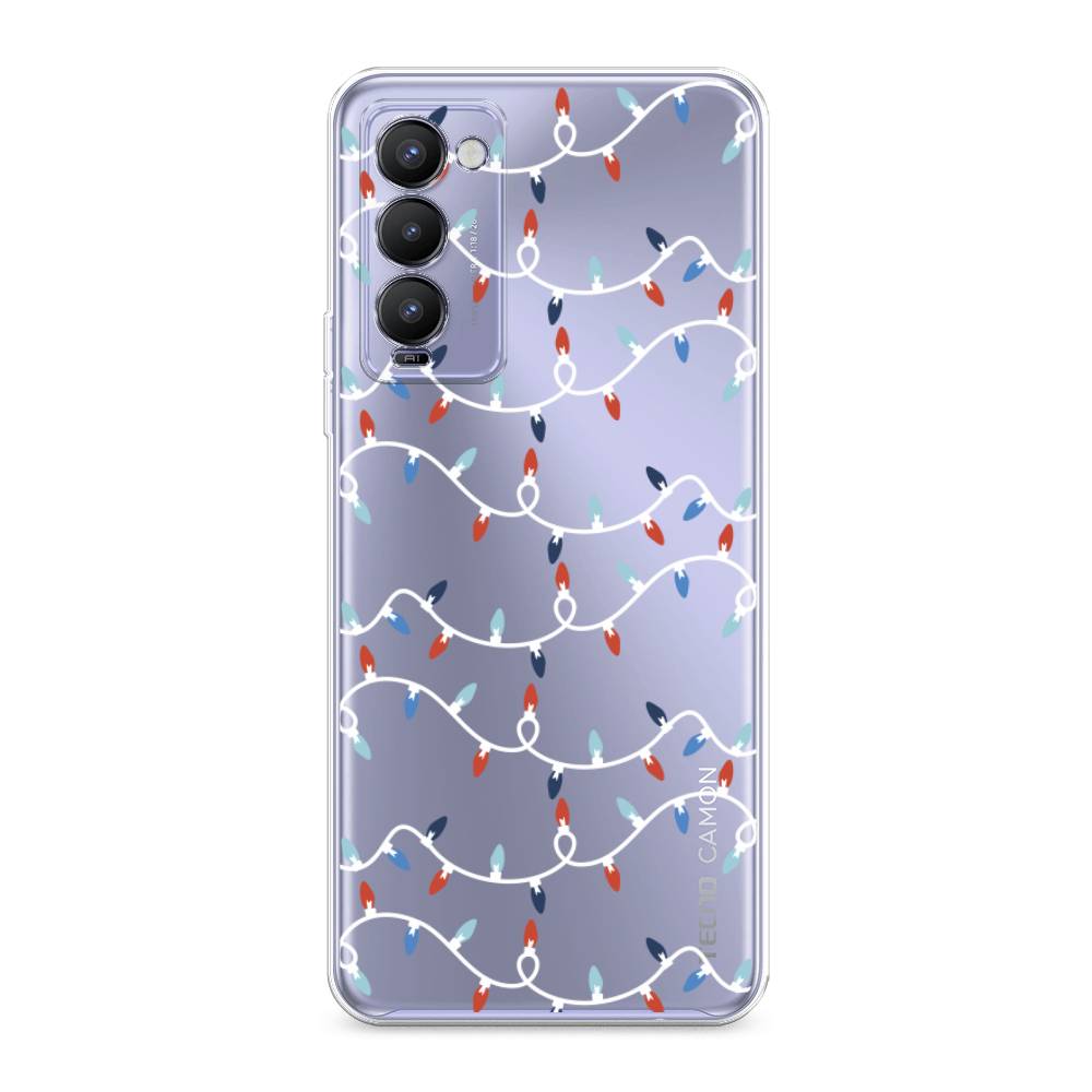

Чехол на Tecno Camon 18 "Разноцветная гирлянда", Белый;красный;синий, 300650-5
