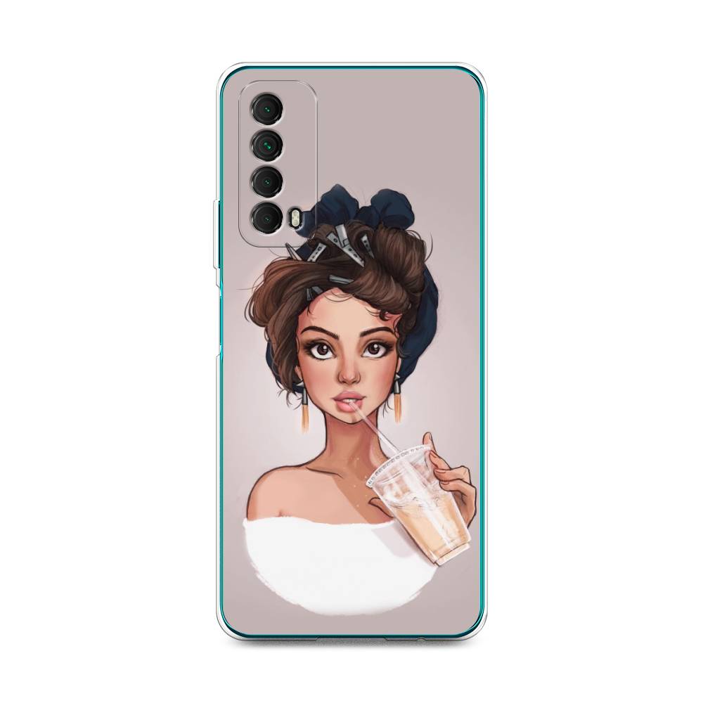 

Чехол для Huawei P Smart 2021 "Девушка с фраппе", Серый, 6104750-6