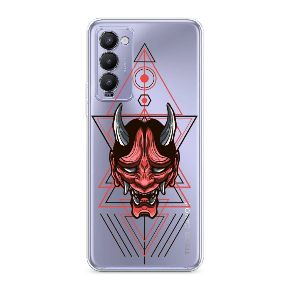 

Чехол на Tecno Camon 18 "Hanya Oni mask", Серый;красный;черный, 300650-4