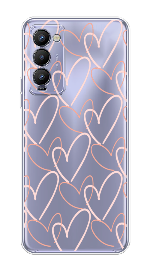 

Чехол на Tecno Camon 18 "Узор из сердечек", Розовый;бежевый, 300650-6