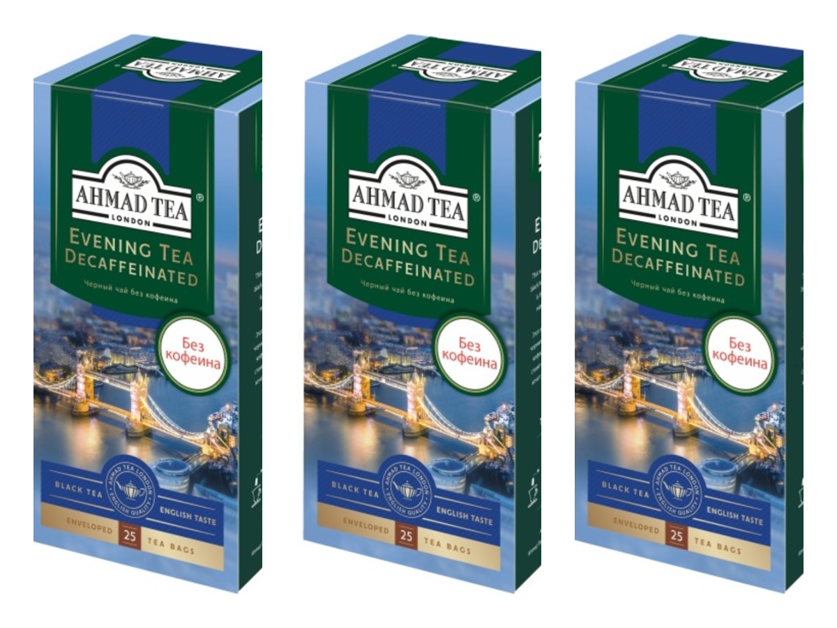 Чай черный Ahmad Tea Dekaffeinated, без кофеина, с ароматом бергамота, 25 пакетиков х 3 шт