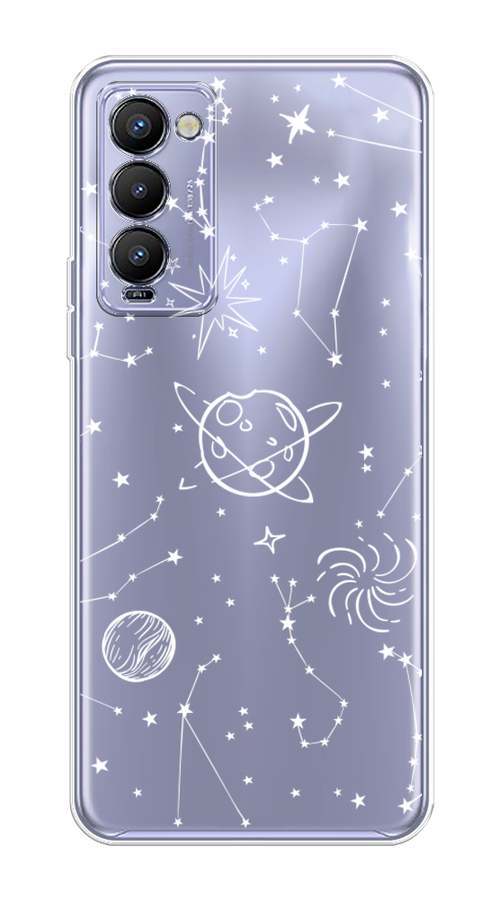 

Чехол на Tecno Camon 18 "Планеты в космосе", Белый, 300650-2